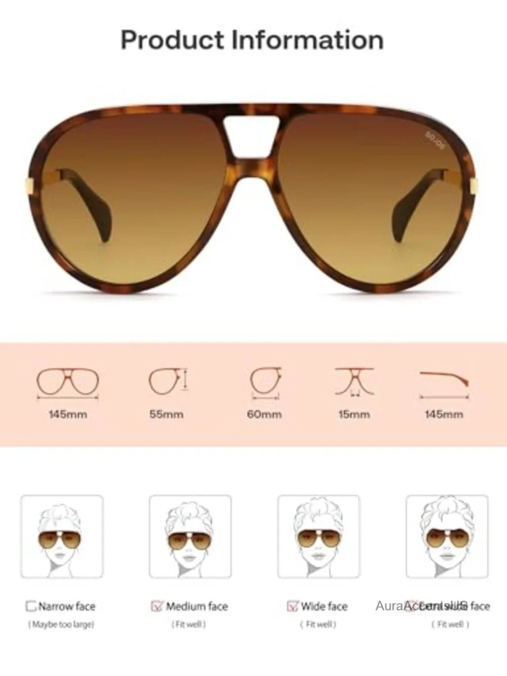 Retro Oversized Aviator Polarized Sunglasses UV Protection Shield